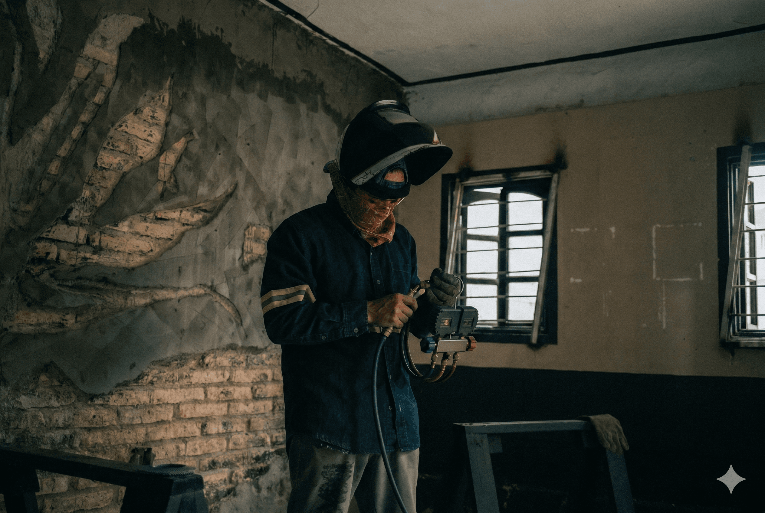 HVAC contractor work scene