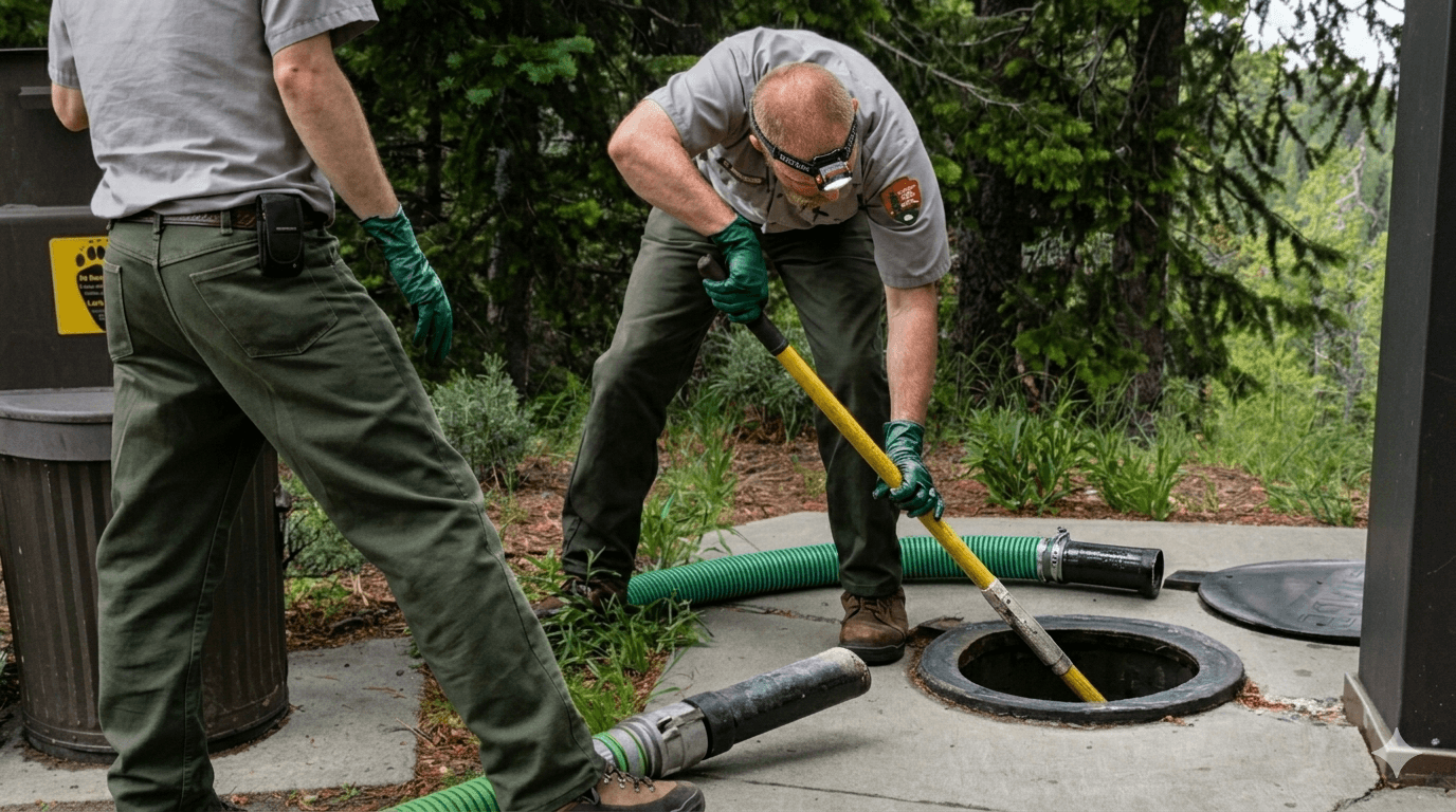 Septic and waste contractor work scene